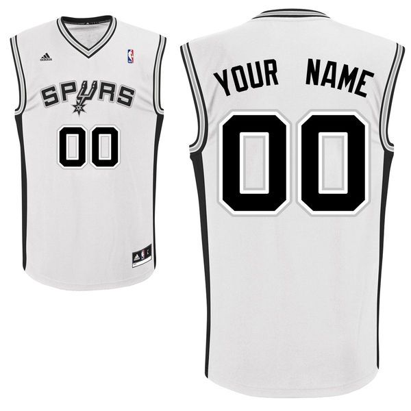 Men Adidas San Antonio Spurs Custom Replica Home White NBA Jersey
